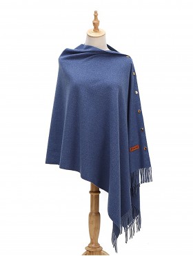 Cashmere Feeling Shawl w/ Openable Button Details